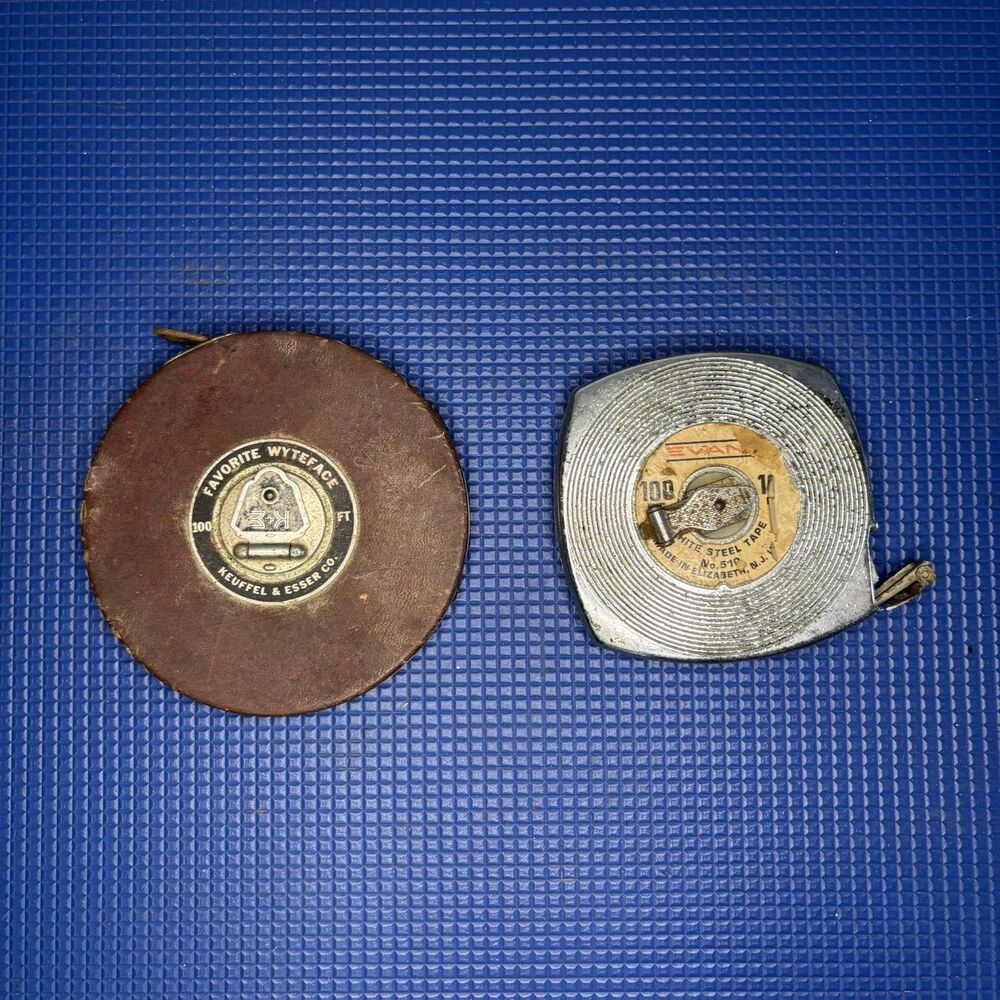VTG Keuffel Esser Wyteface Evans 100 Ft Steel Surveyor‎ Measuring Tape Lot USA